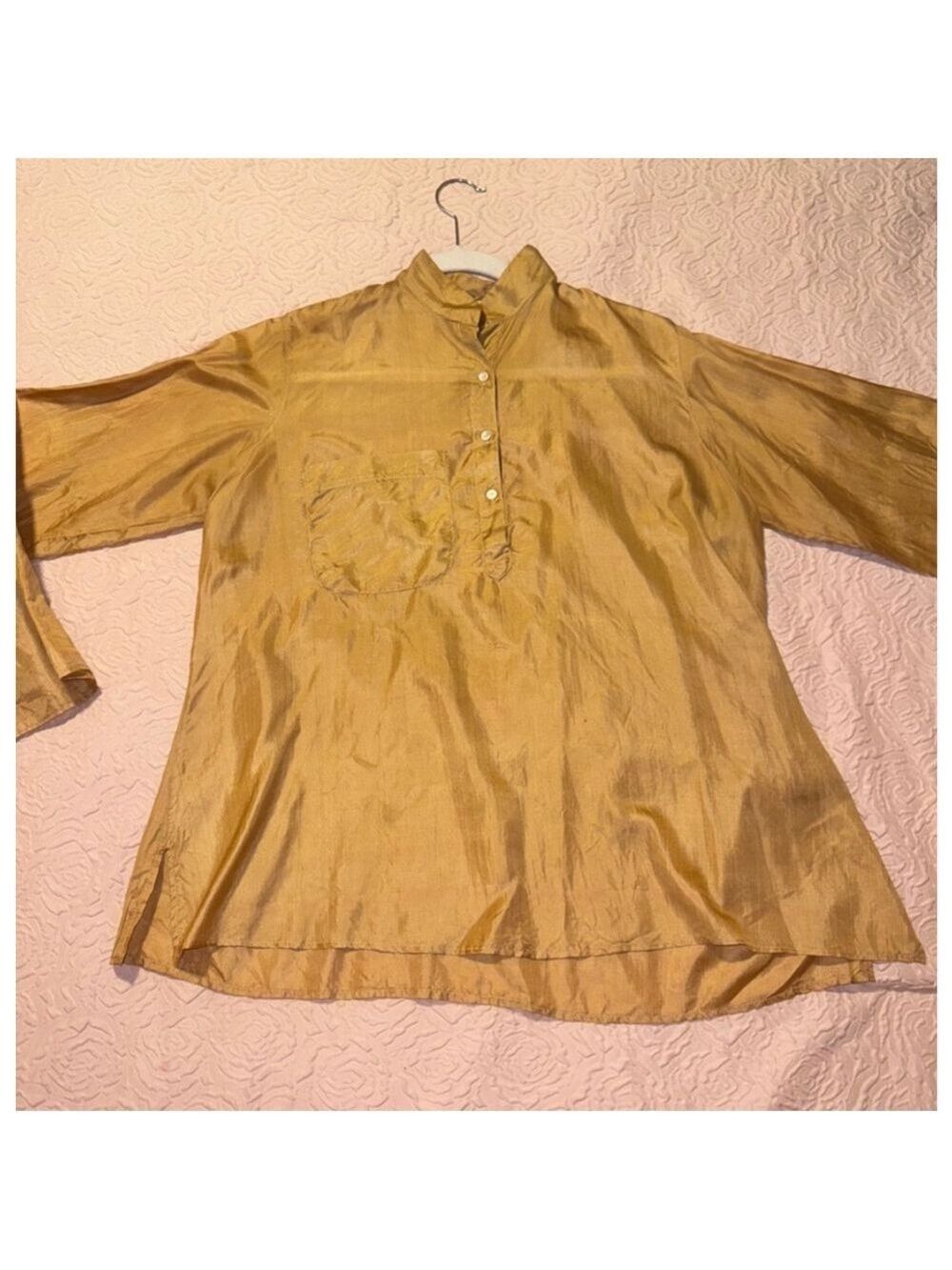 Gold silk shirt 100% silk size is p India